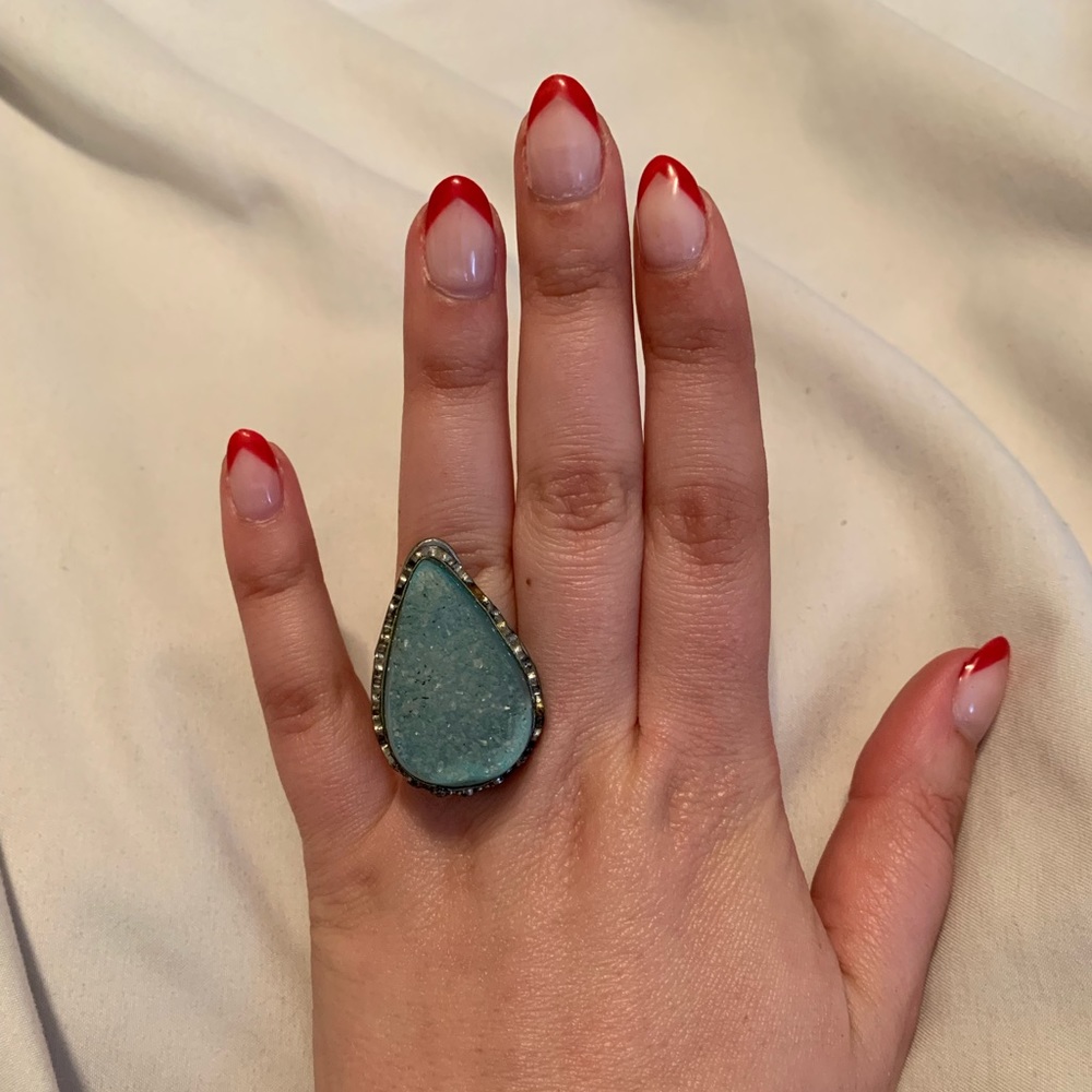 Turquoise druzy stone ring